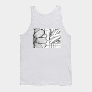 Grid and flower pattern Tank Top